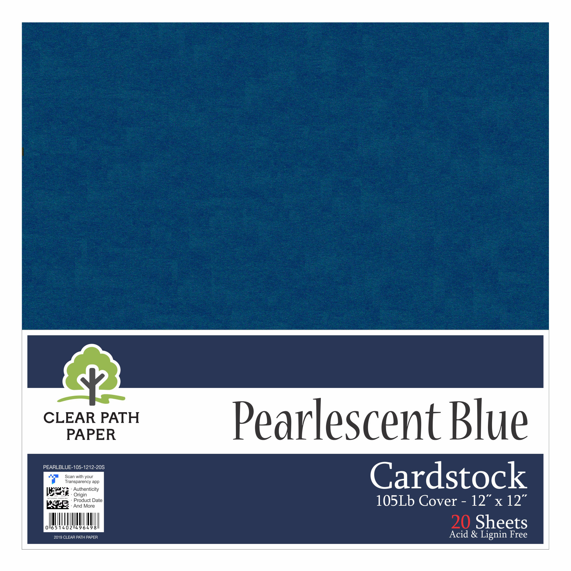 Pearlescent Blue Cardstock 12 x 12 inch 105Lb Cover 20 Sheets