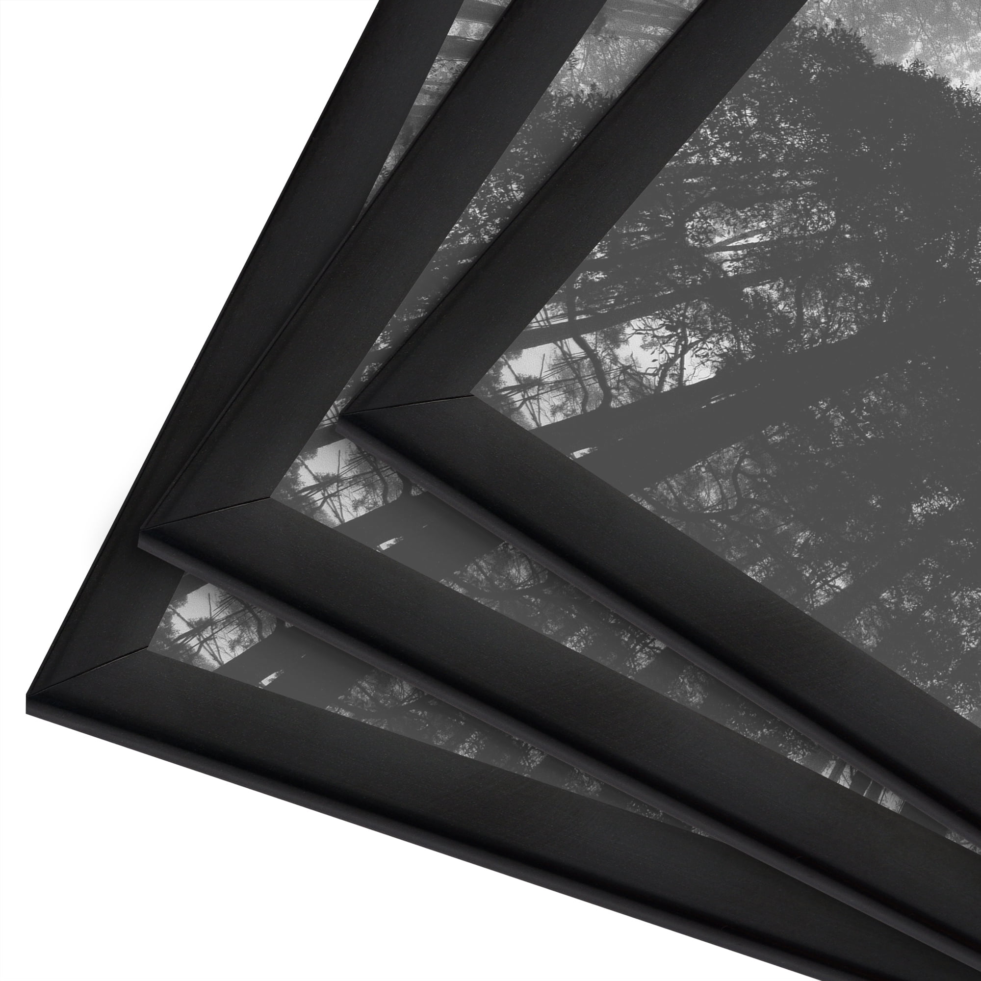 Americanflat 12x16 Picture Frame 3 Pack Polished Front Cover Slide Photo Buildable Molding Fusion - Black