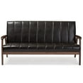 thumbnail image 3 of Baxton Studio Nikko Faux Leather Sofa in Dark Brown and Walnut, 3 of 6