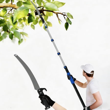 18FT Reach Pole Saws for Tree Trimming with 3-12FT Telescoping Extension Pole, Anti-slip Handle, Manual Pruning Pole Saw with 19" 3X Detachable Saw for Forestry, Yard, Garden, Patios