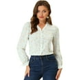 thumbnail image 1 of Allegra K Blusa Informal De Manga Larga Con Volantes Florales Y Cuello En V Para Mujer Azul Claro M, 1 of 4