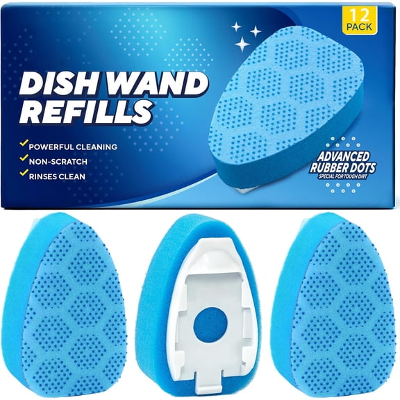 Girfse 12Pcs Scrub Dots Dishwand Refills Heads Sponge for Scotch-Brite Dish Wand