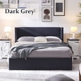 thumbnail image 4 of Relax & Rejuvenate Queen Size Lift up Storage Bed, Upholstered Platform Bed Frame with Modern Linen Fabric Wingback Headboard, Wood Slats Support, Noiseless, No Box Spring Needed, Dark Grey, 4 of 7