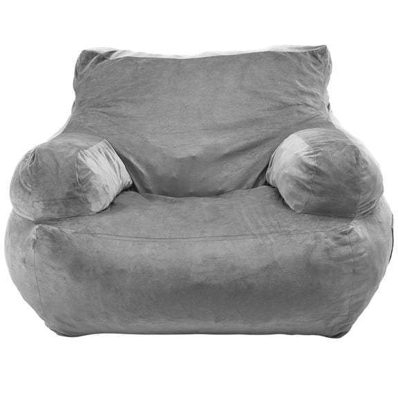 Adult Bean Bag Chair with Armrests – Oversized Plush Sofa Chair with High-Density Foam Filling – Grey Lazy Chair for Living Room, Bedroom & Game Room – Soft Microfiber Cover with Zipper