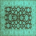 thumbnail image 1 of Ahgly Company Machine Washable Indoor Square Oriental Turquoise Blue Industrial Area Rugs, 7' Square, 1 of 4