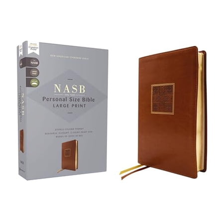 Pre-Owned NASB Personal Size Bible Large Print Leathersoft Brown Red Letter 1995 Text Comfort Print 9780310465935 0310465931 Paperback Large type / Large print edition