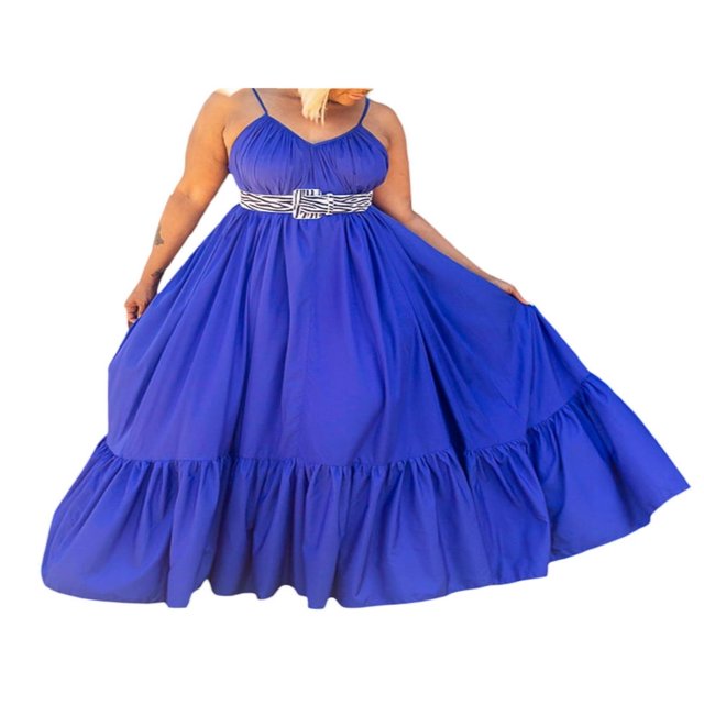 Robe Longue d'Été Décontractée et Fluide pour Femmes avec Poche, Bretelles Spaghetti, Encolure Dégagée, Ample, pour la Plage