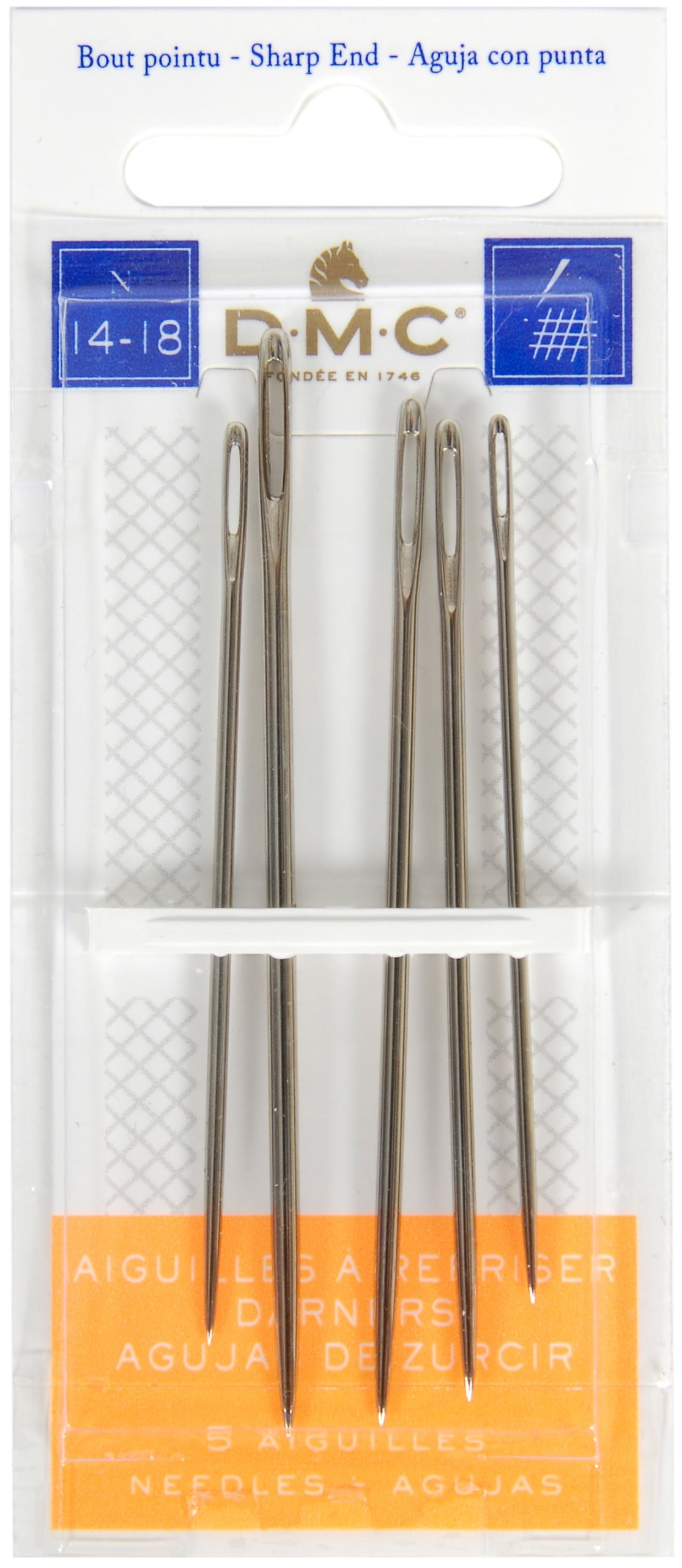 (6 pack) DMC 1769-14/18 Darners Hand Needles, 7-Pack, Size 14/18