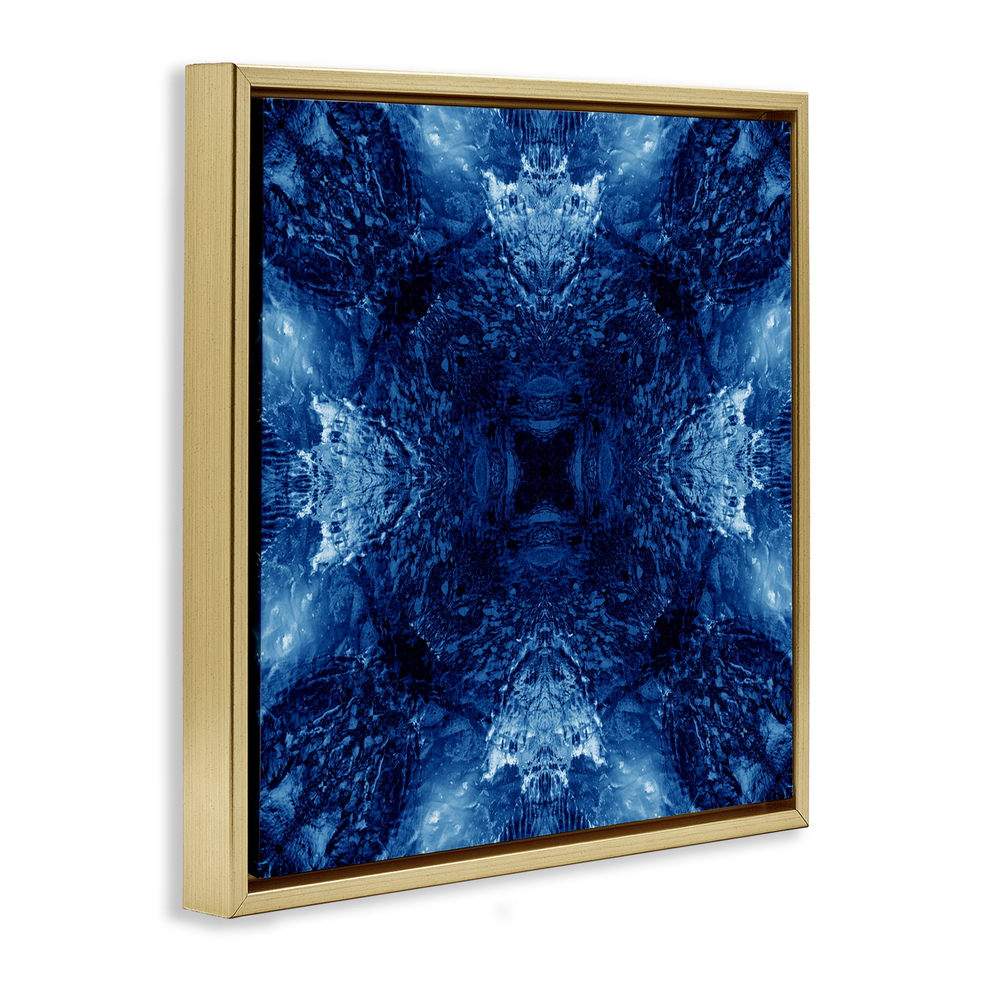 Stupell Industries Symmetrical Tie Dye Pattern Abstract Painting Gold Floater Framed Canvas Art Print Wall Art, 25 x 25