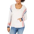 thumbnail image 1 of American Rag Womens Baja Stripe Hooded Sweater, White, Large, 1 of 1