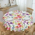 thumbnail image 5 of Spring Summer Floral Round Tablecloths 60 Inch Purple Pink Watercolor Flowers Table Cloth Wipeable Table Cover Protector Wildflower Table Covers for Party, Picnic, Dinning, Weddings, 5 of 6