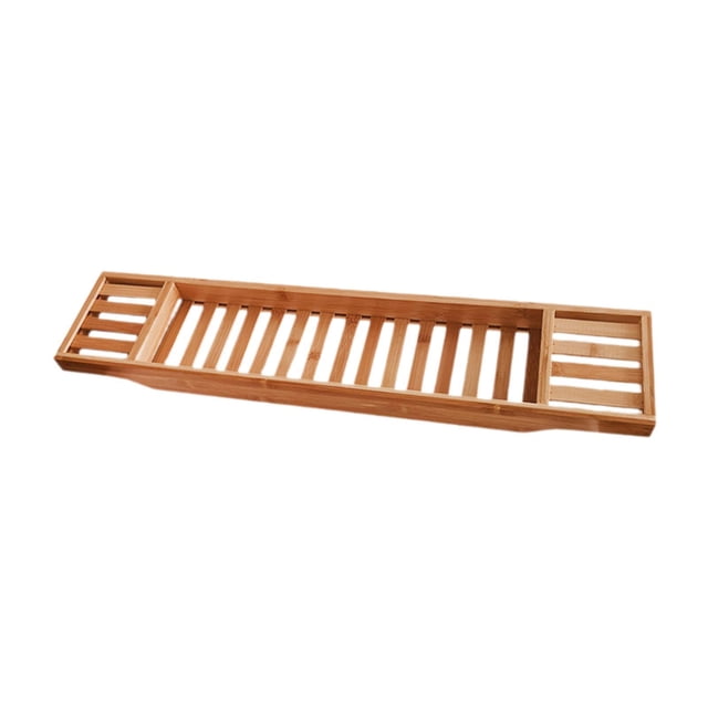 Soporte para bañera, bandeja de baño, estante de ducha, regalo relajante para accesorios de cuidado personal, organizador para copas de vino de 70 cm marrón
