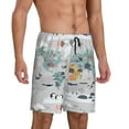 thumbnail image 2 of Kdxio The World Map with Cartoon Animals Print Mens Sleep Shorts Bottoms Soft Comfy Pajama Wear Pants with Drawstring Pockets, 2 of 7