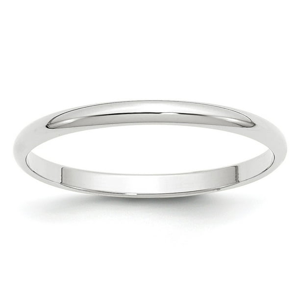 AA Jewels - Solid 10k White Gold 2mm Half Round Wedding Band Size 10 ...