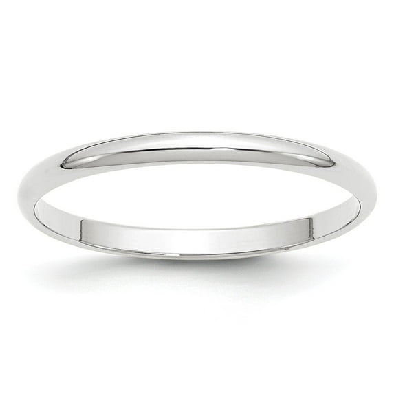 Solid 10k White Gold 2mm Half Round Wedding Band Size 4.5