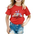 thumbnail image 1 of GDREDA Vêtements pour Filles, T-Shirt Graphique Mignon de Pâques, Col Rond, Manches Courtes, Été, Décontracté, Rouge, 6-7 Ans, 1 of 4