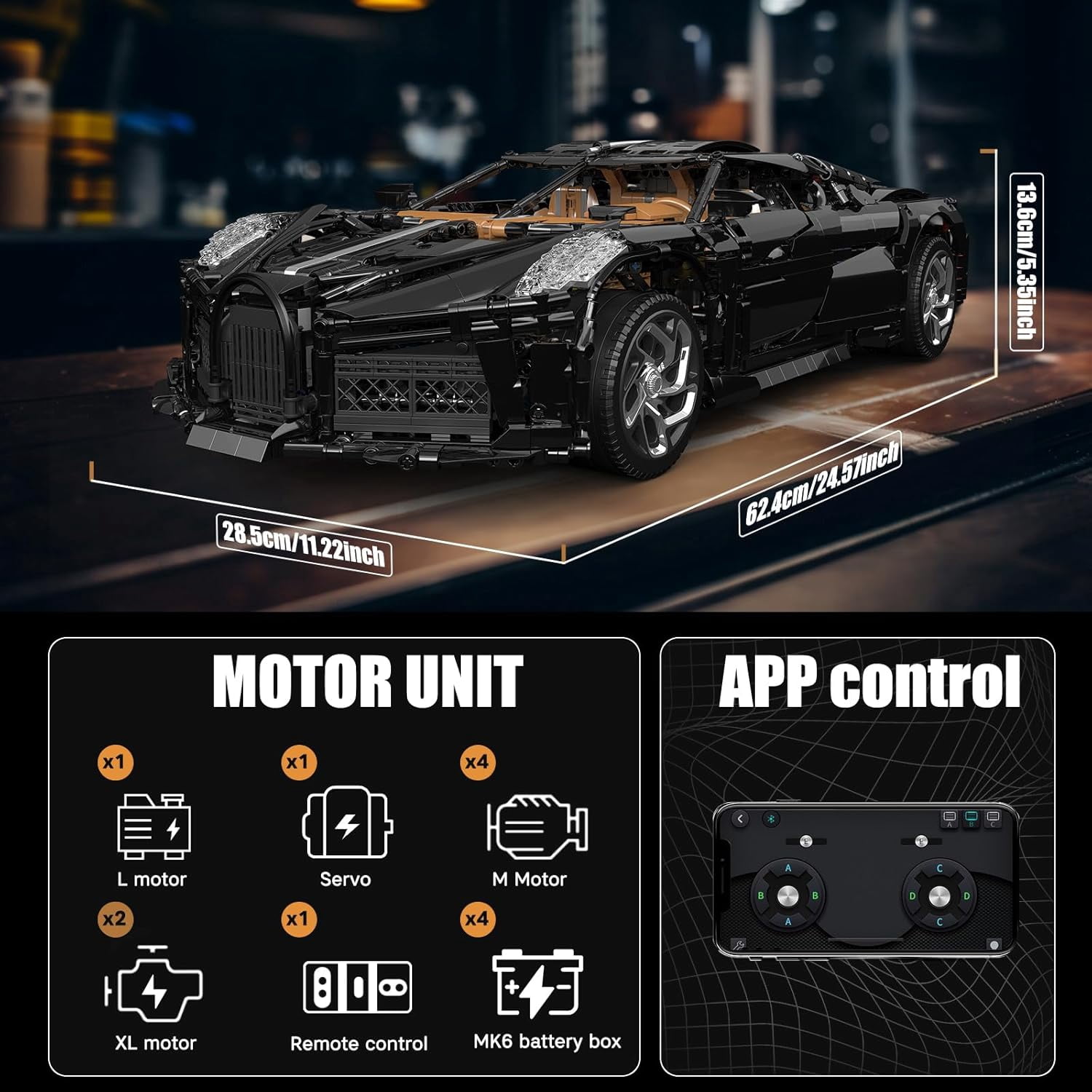 13163 MOC Sports Car Building Kits, Remote/APP Control 4688 Pieces Super Car Model Block Sets