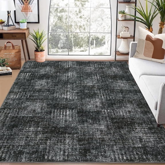 Tzou Modern Washable Area Rugs 10'x13' for Living Room, Large Soft Plaid Carpets Non-Slip, for Dining Room Bedroom