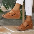 thumbnail image 5 of Viluyesy Womens Wedge Sandals, Wide Width Open Toe Floral Ankle Strap Comofortable Summer Walking Shoes Brown US7.5, 5 of 9