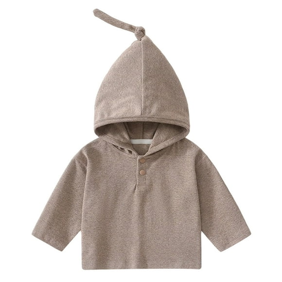 FYDUU Toddler Baby Hoodie Boys Girls Long Sleeve Pullover Hooded Sweatshirt Basic Solid Color Soft Comfortable Casual Tops Autumn Clothes Fall Warm Clothes