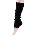 thumbnail image 4 of Women's Slouchy Scrunch Crew Socks Elegant Ribbed Knit Stacked Mid Calf Retro Fashion Hosiery Black, 4 of 4