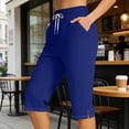thumbnail image 6 of SBYOJLPB Women's Capris Pants Elastic Waist Drawstring Loose Casual Cropped Trousers with Pockets, 6 of 9