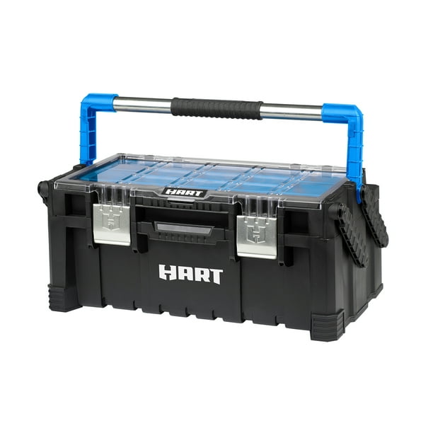 HART 22" Cantilever Organizer, Resin Tool Storage Box, Black with Blue
