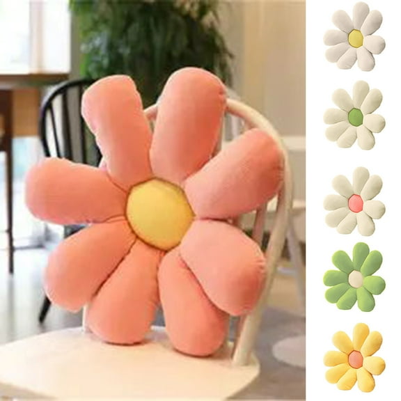 Limei Flower Shaped Cute Pillow Flower Floor Pillow Seating Cushion Decorative Throw Plush Pillow for Reading and Lounging Comfy Pillow Vivid Plush Stuffed Toy Beige & Pink 17 72in