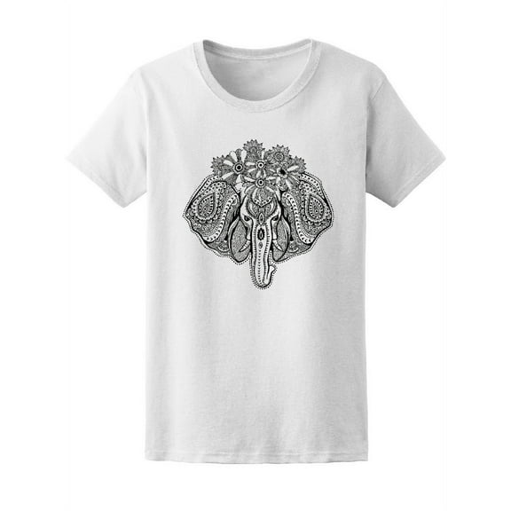 Ethnic Indian Elephant Mandala T-Shirt Women -Image by Shutterstock, Female Large