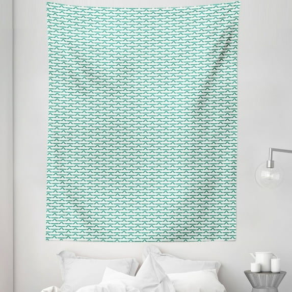 Caterpillar Tapestry, Pattern of Larva Type Bugs Repeating Spring Season Animals Wildlife, Fabric Wall Hanging Decor for Bedroom Living Room Dorm, 5 Sizes, Sea Green and White, by Ambesonne