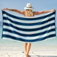 thumbnail image 5 of Aston & Arden Luxury Beach Towel, Oversized 35x70 in., Ultra Soft and Plush, Thick 600 GSM, Navy and Green Pinstripes, 5 of 5