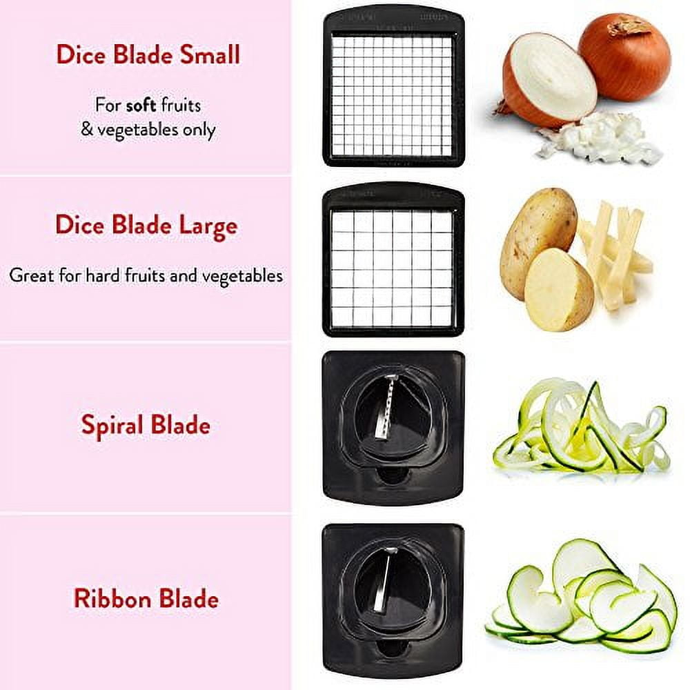  Fullstar Vegetable Chopper - Spiralizer Vegetable Slicer -  Onion Chopper with Container - Pro Food Chopper - Slicer Dicer Cutter - (4  in 1, White) : Home & Kitchen