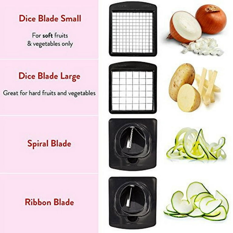 Fullstar Vegetable Chopper - Spiralizer Vegetable Slicer - Onion Chopper  with Container - Pro Food Chopper - Slicer Dicer Cutter - (2 in 1, Black)