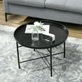 thumbnail image 6 of HYJY 24" Round Coffee Table with Hammered Tray Top, Vintage Metal Center Table for Living Room, Bedroom, Side Table, Black, 6 of 9