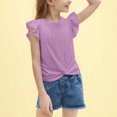 thumbnail image 5 of Nskgu Girls Shirt - Short-Sleeve Twist Front T-Shirt for Girls with Cute Flying Sleeves - Summer Blouse Tunic Tee Tops, 5 of 7
