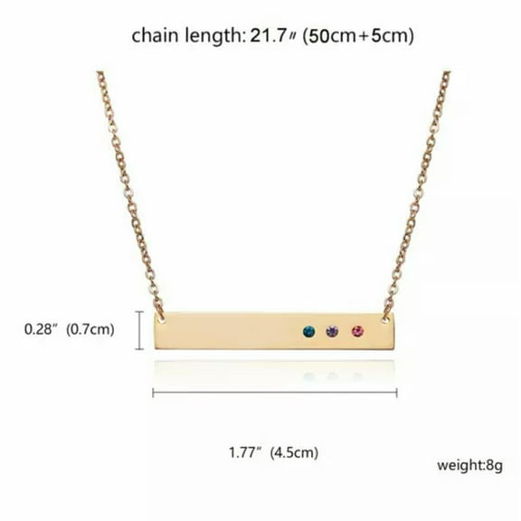 GKNET Personalized Stainless Steel Pendant Necklace Custom Engraved Letter Name New-None-Rectangle Crystal-Gold