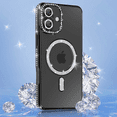 thumbnail image 3 of Entronix Magnetic Crystal Case for iPhone 16, Luxury Rhinestone Cute Bumper Cover for Girls, Black, 3 of 7