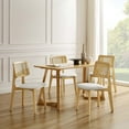 thumbnail image 6 of Art Leon Mid Century Dining Chairs Set of 2, Fabric Rattan Cane Back with Ash Frame, Off-White, 6 of 7