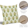 thumbnail image 4 of Spring Floral Pillow Covers 16x16 Set of 2 Green Pink Yellow Flower Leaves Print Decorative Throw Pillow Cases Outdoor Farmhouse Decoration for Sofa Couch Bed, 4 of 6