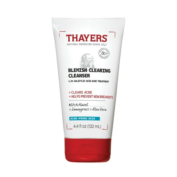 THAYERS Blemish Clearing Face Cleanser with 1.5% Salicylic Acid, Acne Treatment Face Wash, Soothing and Non-Stripping Skin Care, 4.4 Fl Oz
