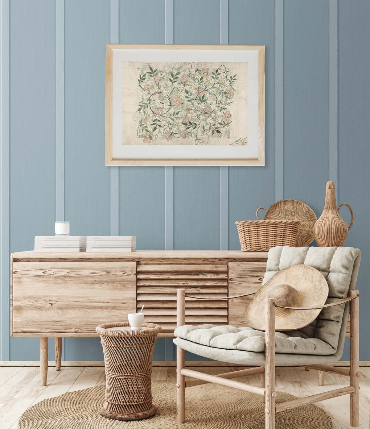 NextWall Blue Stream Faux Board & Batten Peel and Stick Wallpaper