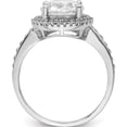 thumbnail image 2 of Sterling Silver Rhodium-Plated 8mm Center Halo Cz Ring (Size 6) Made In China qr6947-6, 2 of 5