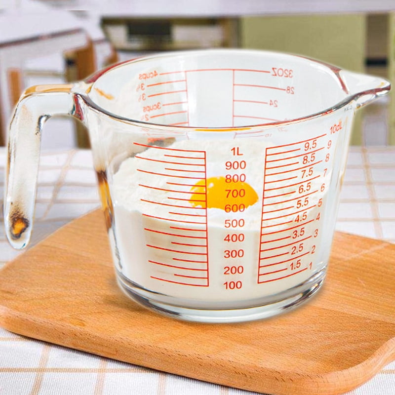 Glass Measuring Cups Set of 3 – 1/2/4 Cup, Heat Resistant, Dishwasher Safe, Raised Markings