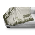 thumbnail image 3 of Forest Soft Flannel Fleece Throw Blanket, Nature Theme the Panorama of a Forest Pattern Birds on Tree Branches Print, Cozy Plush for Indoor and Outdoor Use, 60" x 80", Olive Green Cream, by Ambesonne, 3 of 6