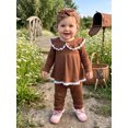 thumbnail image 5 of RUINIXCW Toddler Girl Fall Outfits Lace Trim Long Sleeve Tops and Pants Headband, 5 of 7