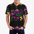 thumbnail image 2 of Balery Mardi Gras with Flamingo Printed Men’s Short Sleeve Polo Shirt, Midweight Men's Shirt,Golf Polo shirts -4X-Large, 2 of 8