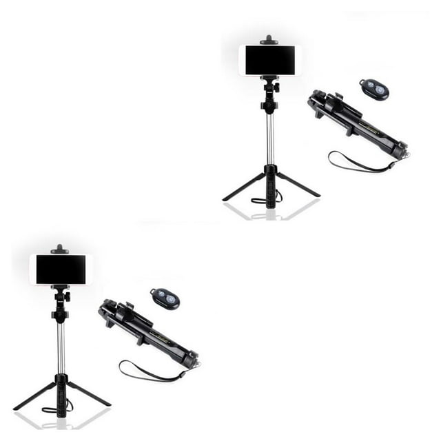 stanreset Monopode Trépied Extensible Véritable Sans Fil Déclencheur à Distance Perche à Selfie pour Téléphone Noir 2 Ensembles