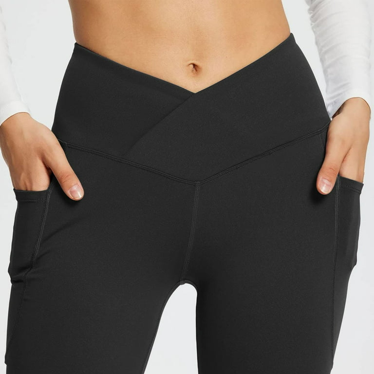 ZXHACSJ Fashion Womens Sexy Yoga Pants High Waist Cross Wide Leg Solid  Color Exercise Yoga Pants Black M 