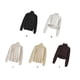 thumbnail image 4 of Guardurnaity Suéter de algodón para mujer, Gargantilla a prueba de viento, hilo de columna, ropa de punto, jersey, vestido de manga Regular, informal, Prendas para la parte del cuerpo Caqui SG Guardurnaity AP013482-16, 4 of 6