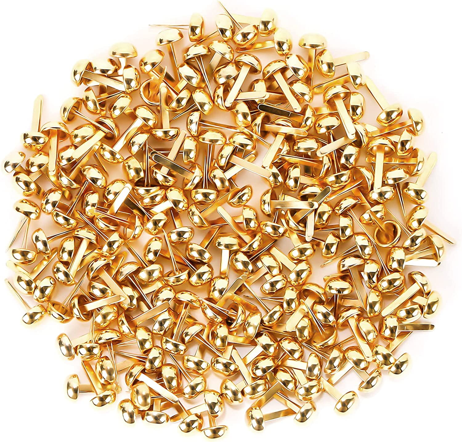 100 PCS Mini Brads Gold Paper Fasteners, Round Brass Metal Brads for
